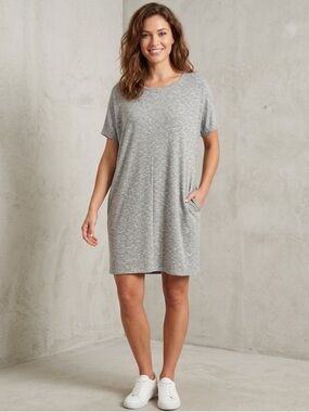 Pure Jill Sage Green & White Marled Knit Dolman Sleeve Dress - Size Large Tall